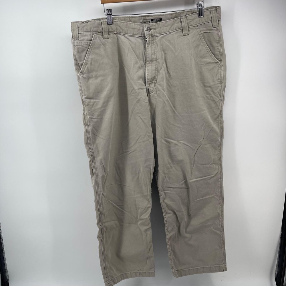 Carhartt Rugged Flex Relaxed Fit Canvas Work Pants Tan Khaki 42x30 BN2291-M